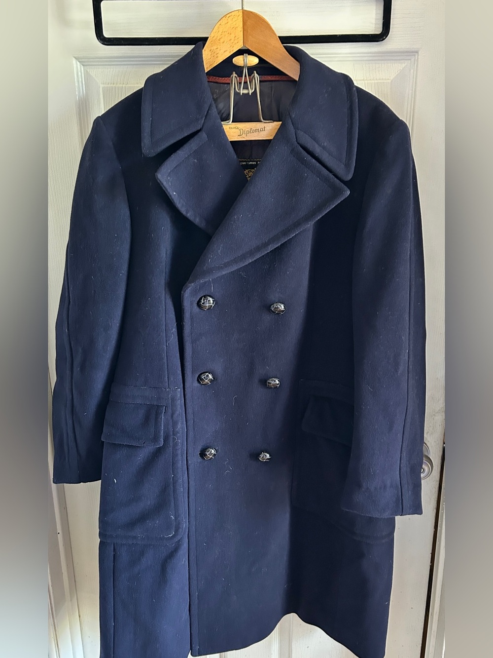 Men's Navy Double-Breasted Peacoat - Diplomat